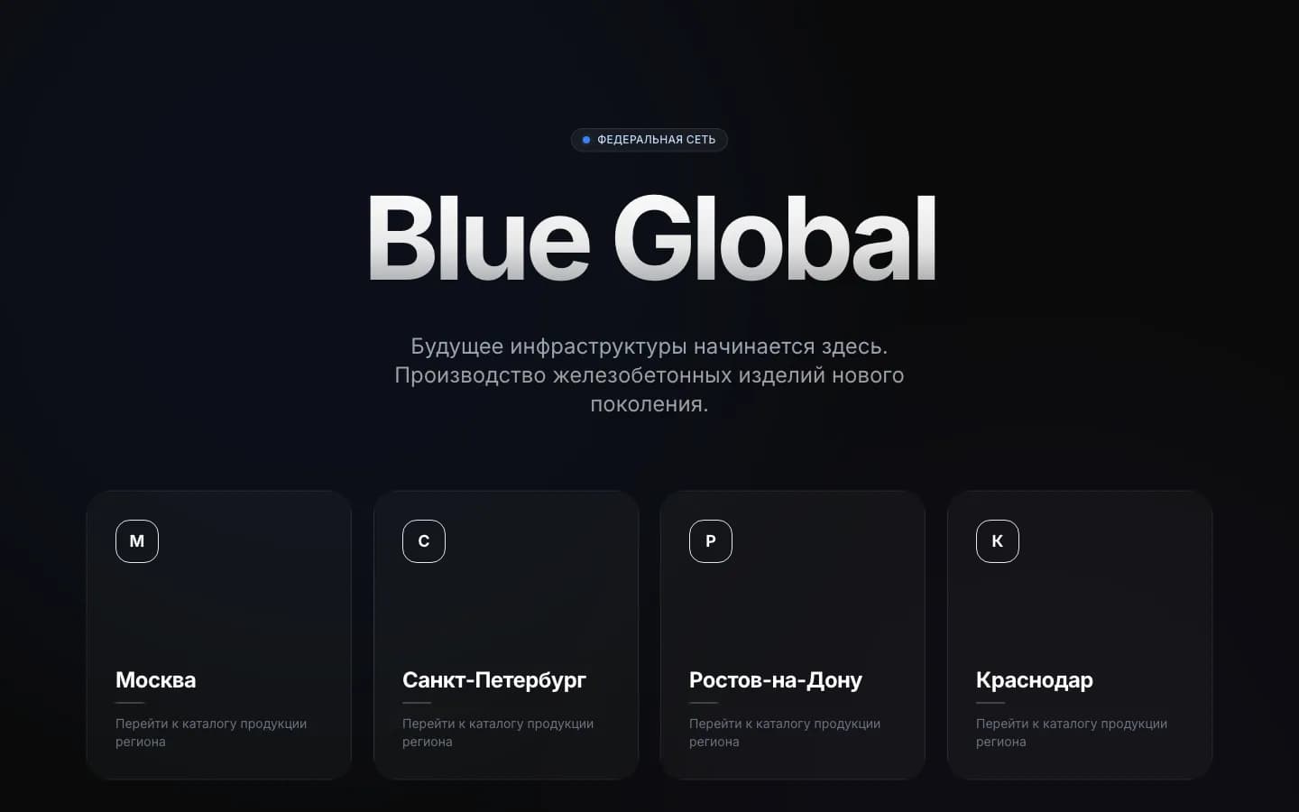 Главная мультигородского сайта: выбор из четырёх городов